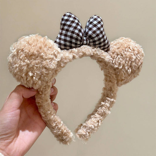 Cute bow stuffed bear high top headband