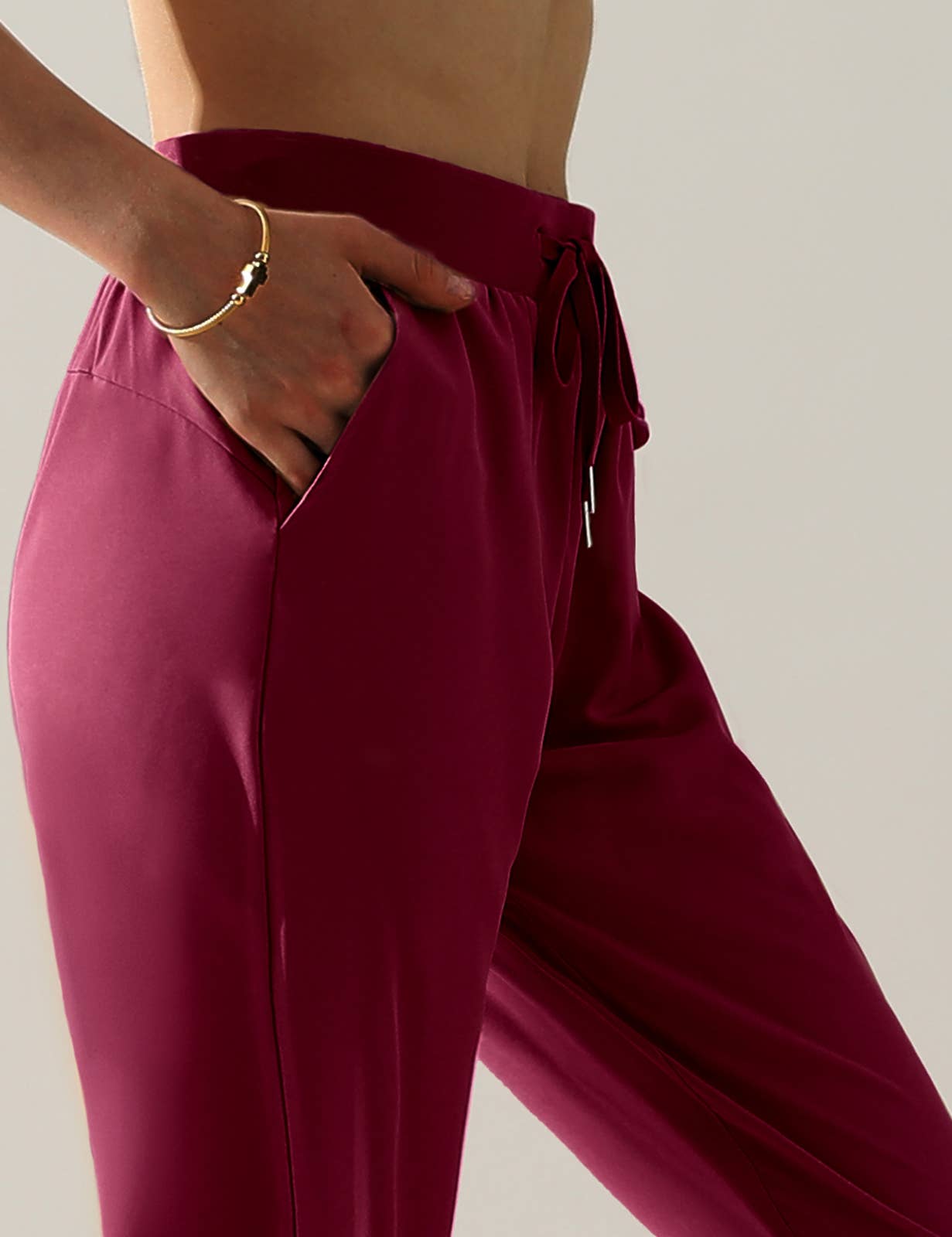 CWBLP423_Elastic Band Waist With Side Pocket Pants