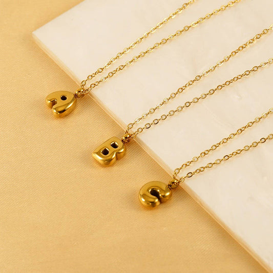 CWAJE1939_Mini Simple Bubble Letter Necklace,Gold