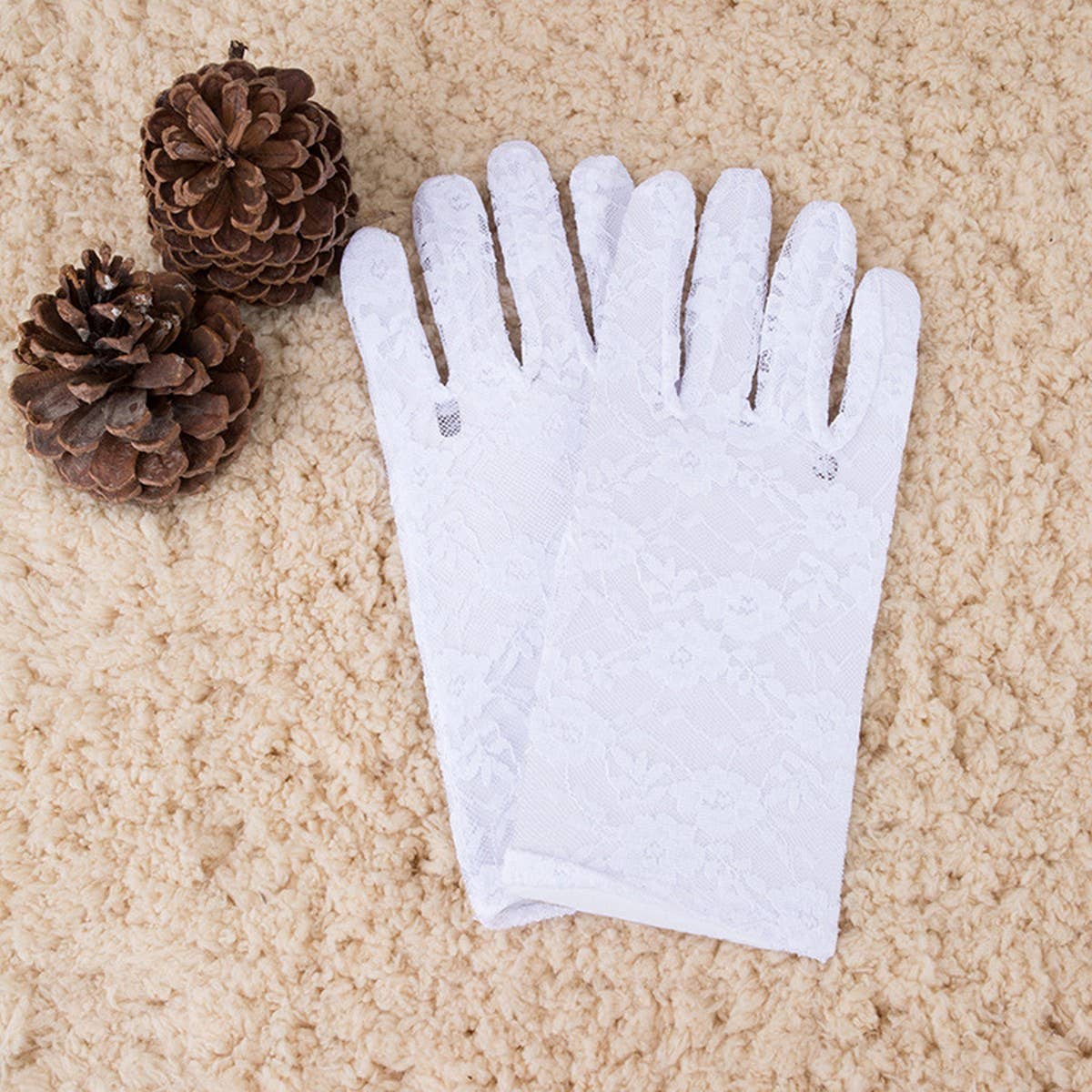 CWAG0288_SHORT LACE SUN PROTECTION WEDDING BRIDE GLOVES
