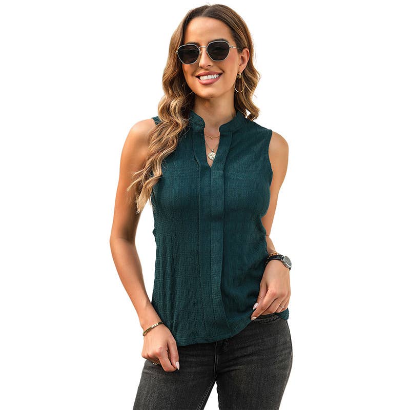 Stylish commuting sleeveless loose textured vest