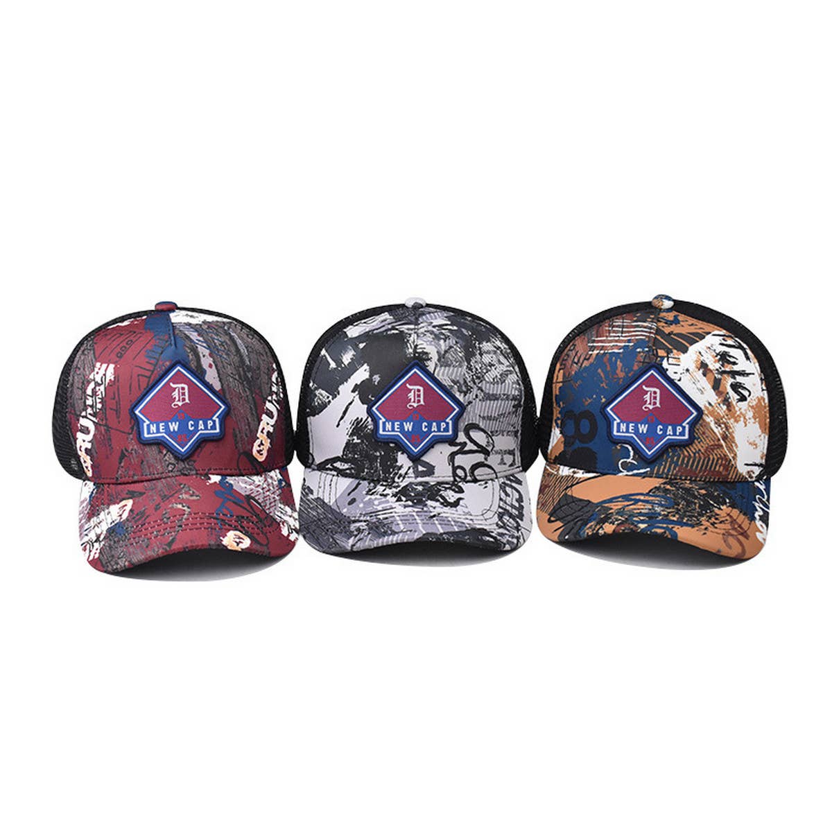 VINTAGE B LETTER PATCH GRAFFITI TRUCKER HAT_CWAH1369