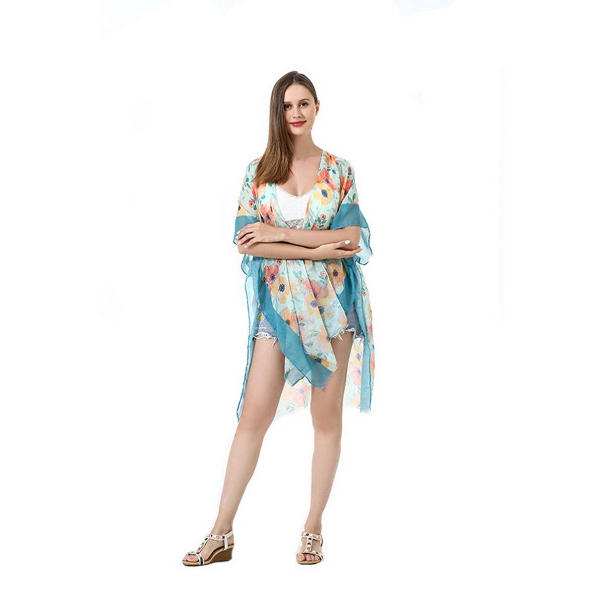 Floral Print Beach Cover-Up Bikini Cardigan