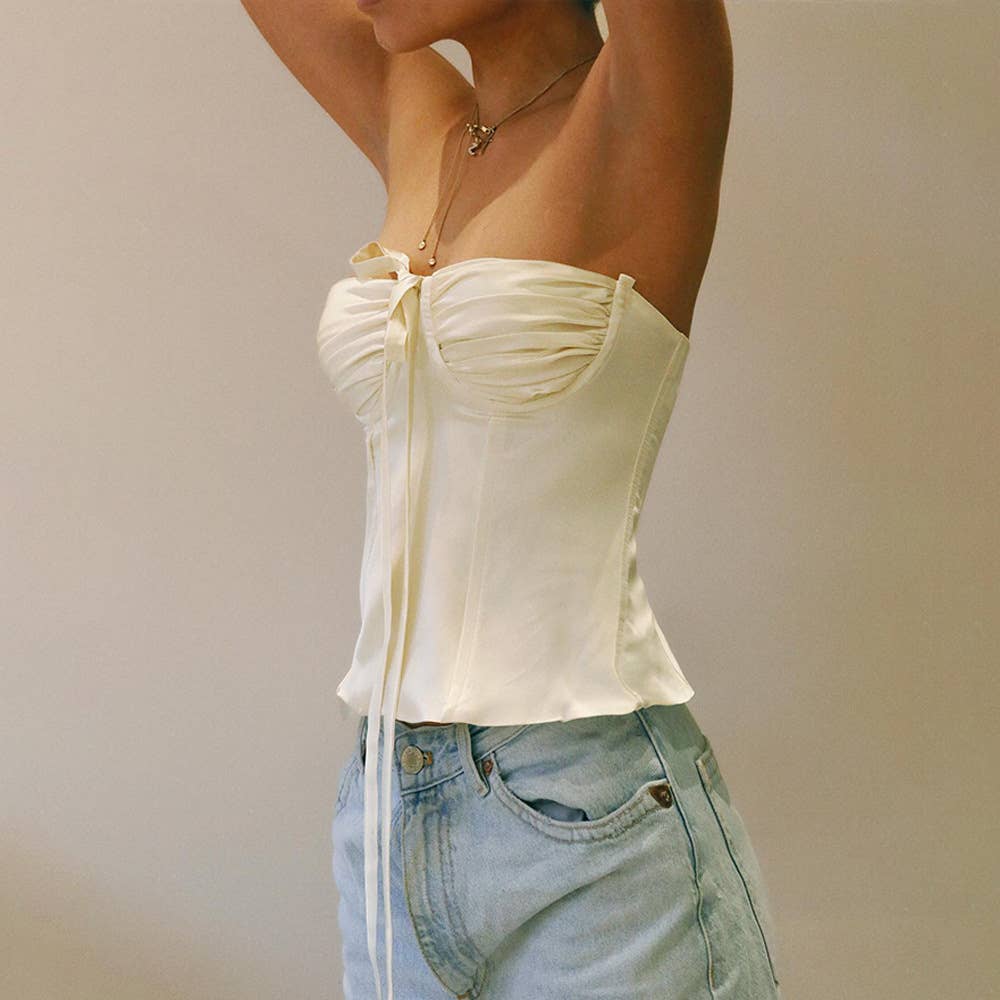 Sexy Backless Strapless Crop Top Bustier Cami