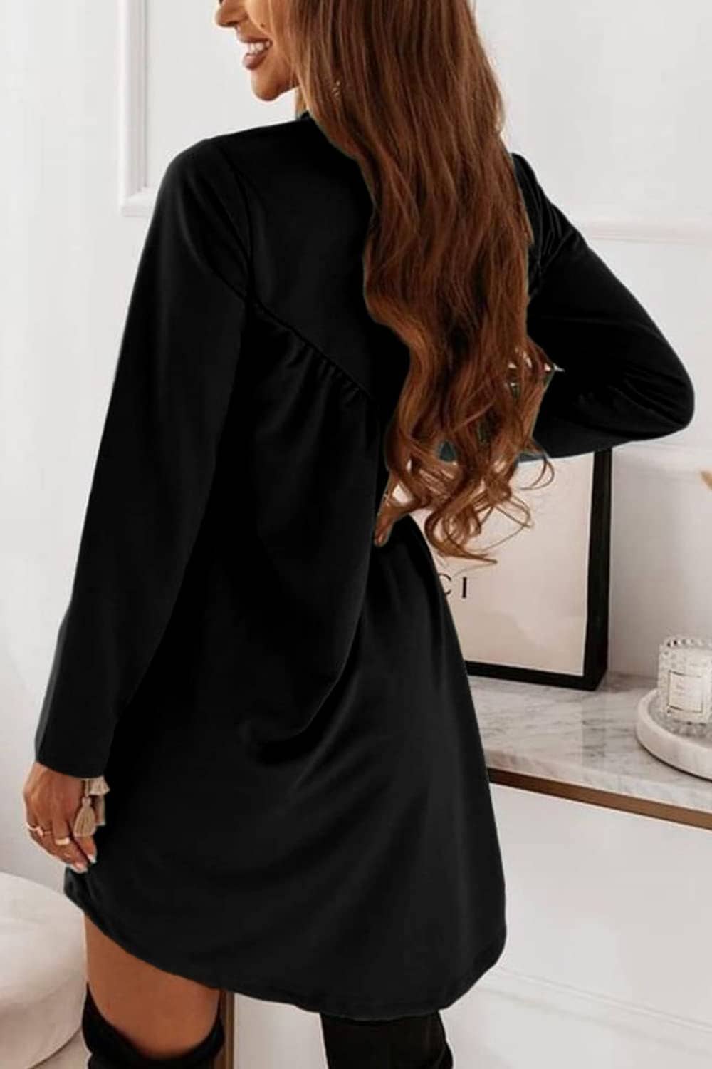 LONG DRESS WITH LONG SLEEVES AND CREW NECK