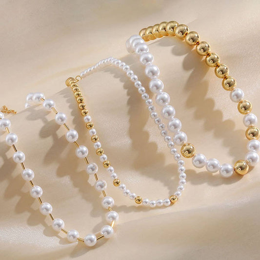 WOMEN'S ALL-MATCH METAL PEARL ELASTIC NECKLACE