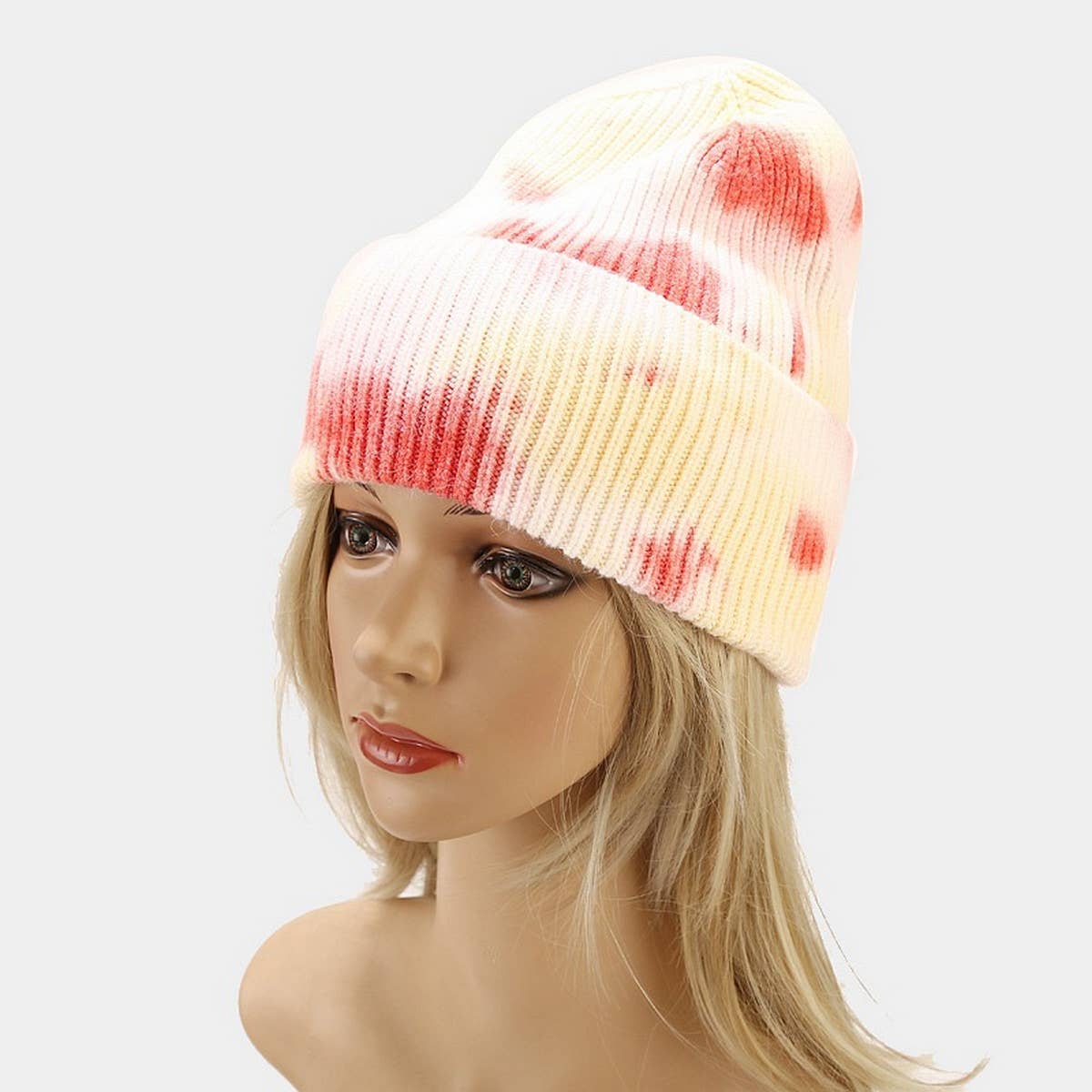OUTDOOR WARM CURLED EDGE TIE-DYE KNITTED HAT_CWAH1593