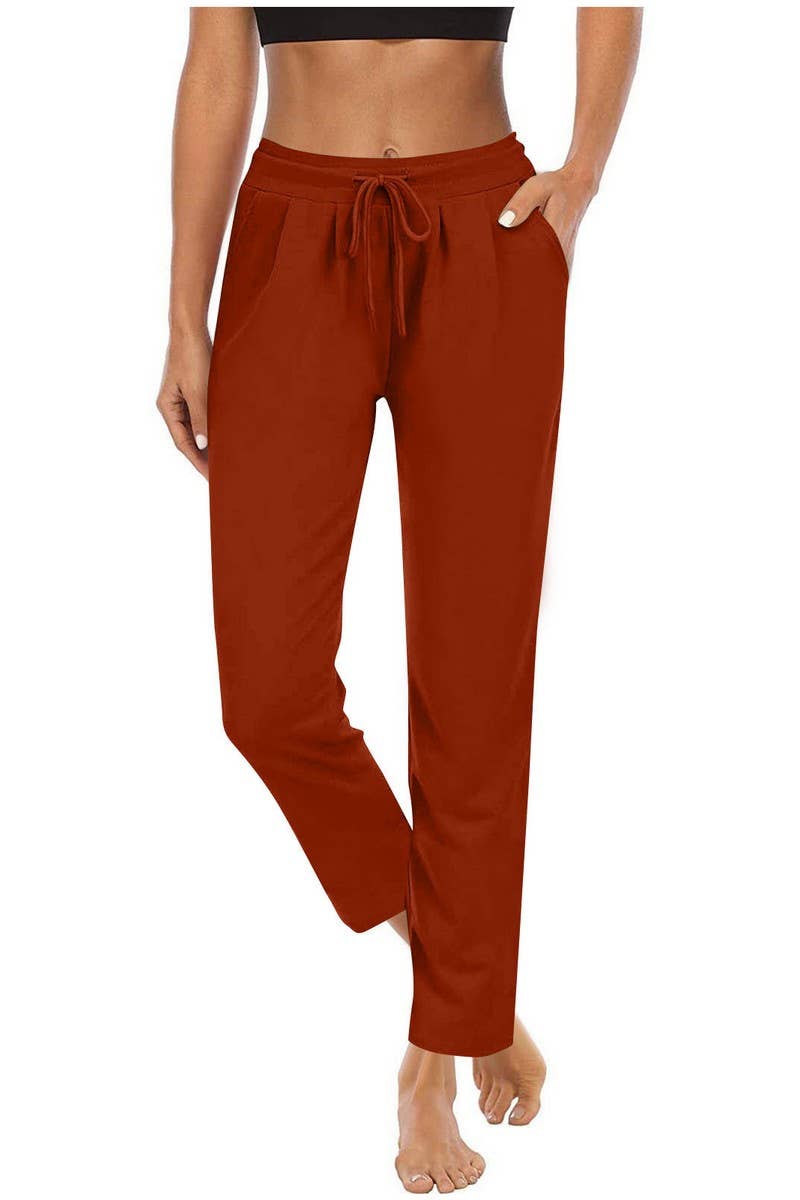 CWBLP2085_HIGH WAIST DRAWSTRING SLIM FIT CASUAL PANTS