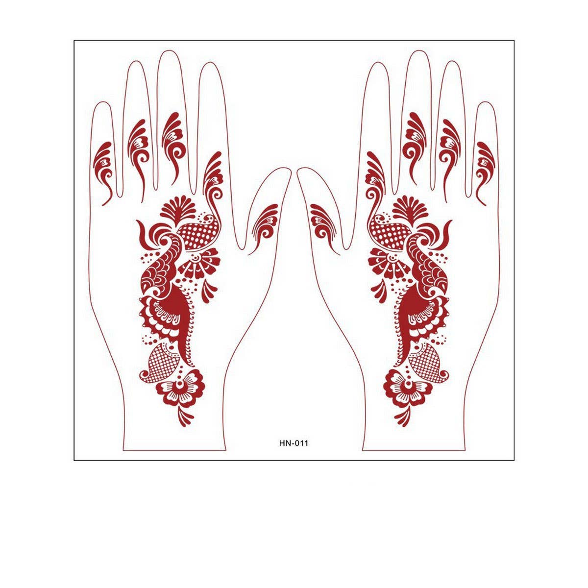 Realistic Henna Tattoo Stickers Brown Red Lace_CWMM8361