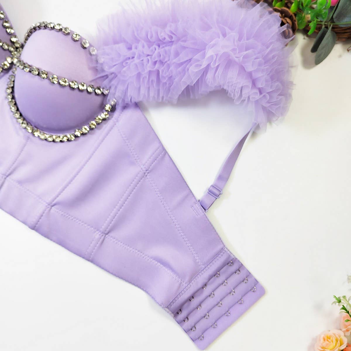 SWEET RUFFLE FITTED HERRINGBONE CORSET