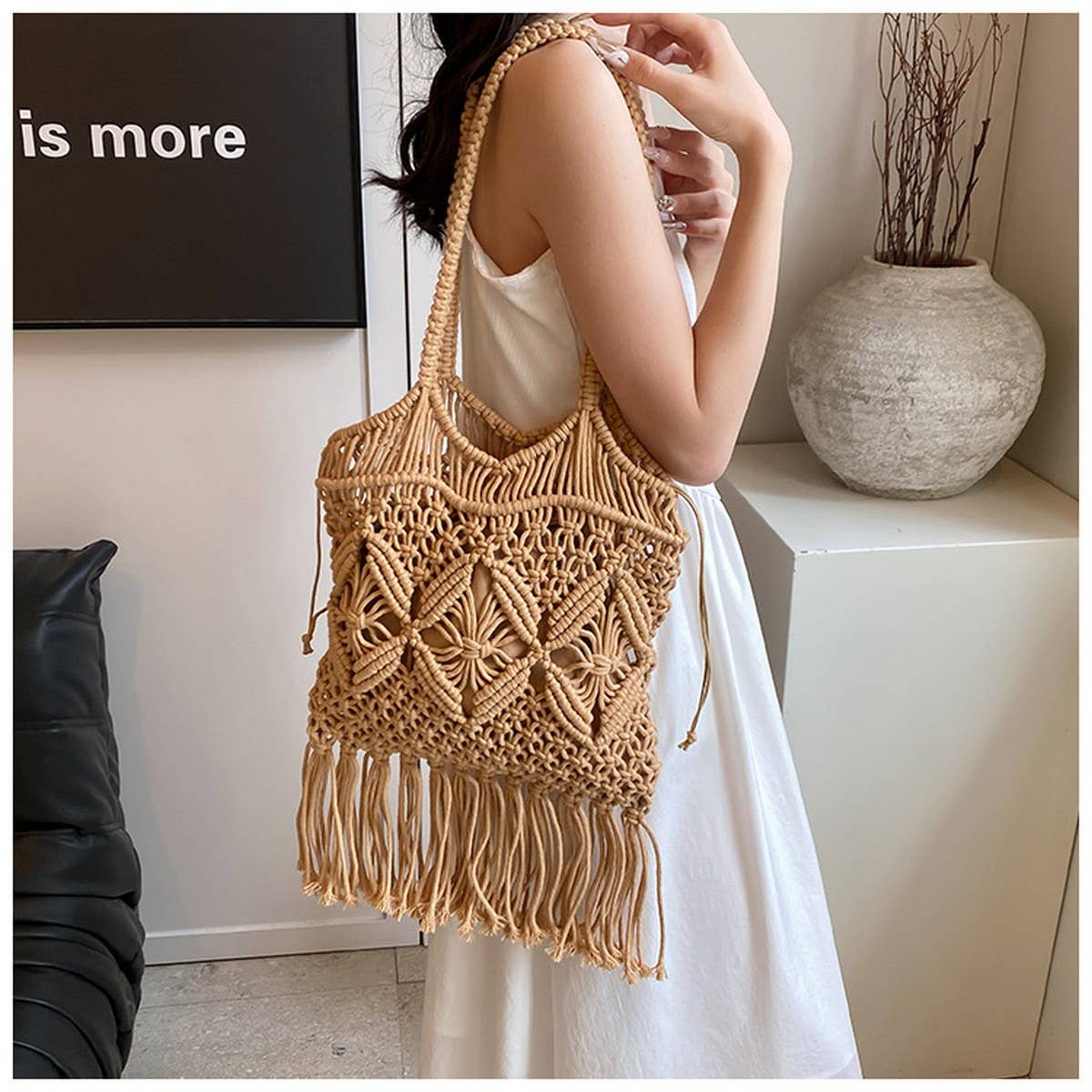 COTTON CROCHET HOLLOW BEACH SHOULDER BAG_CWAB2415