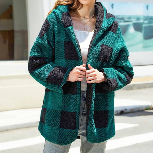 Unbuttoned cardigan double fleece coat