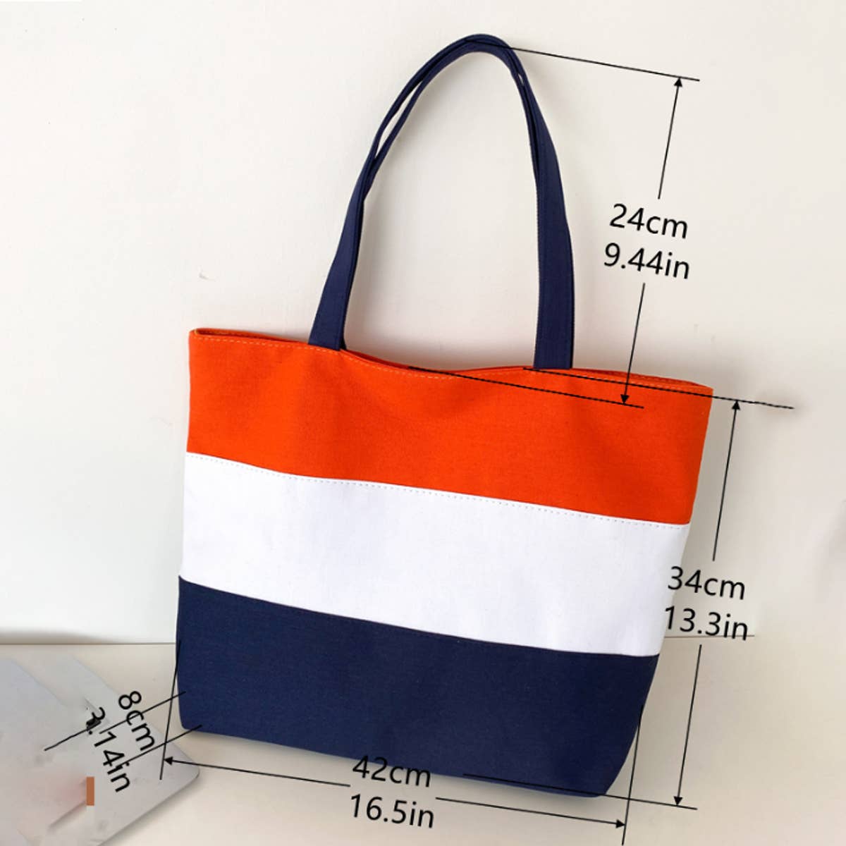THREE COLOR THICK STRIPED CANVAS TOTE BAG_CWAB1695