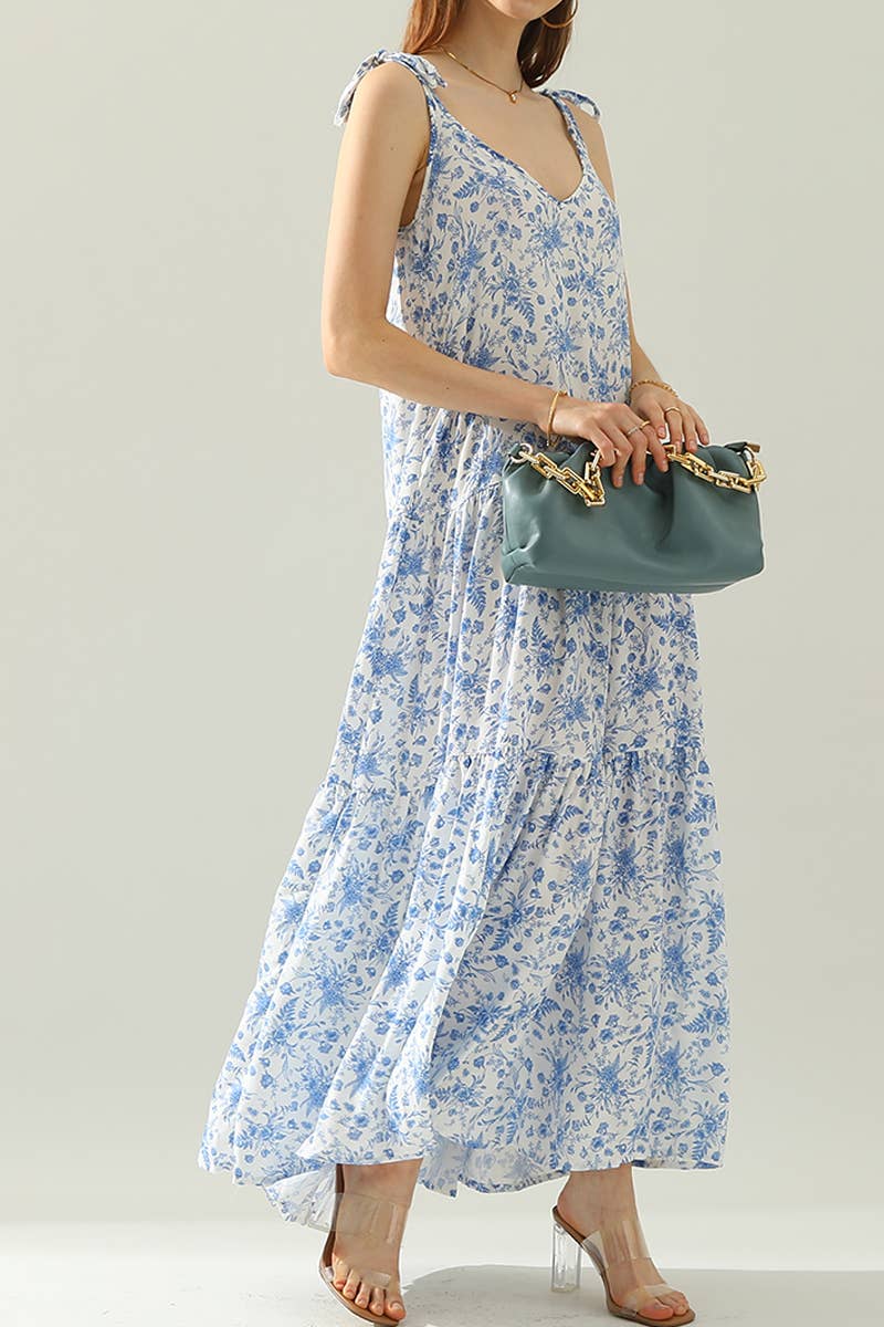 CWDMD543_SLEEVELESS STRAP TIE DRESS