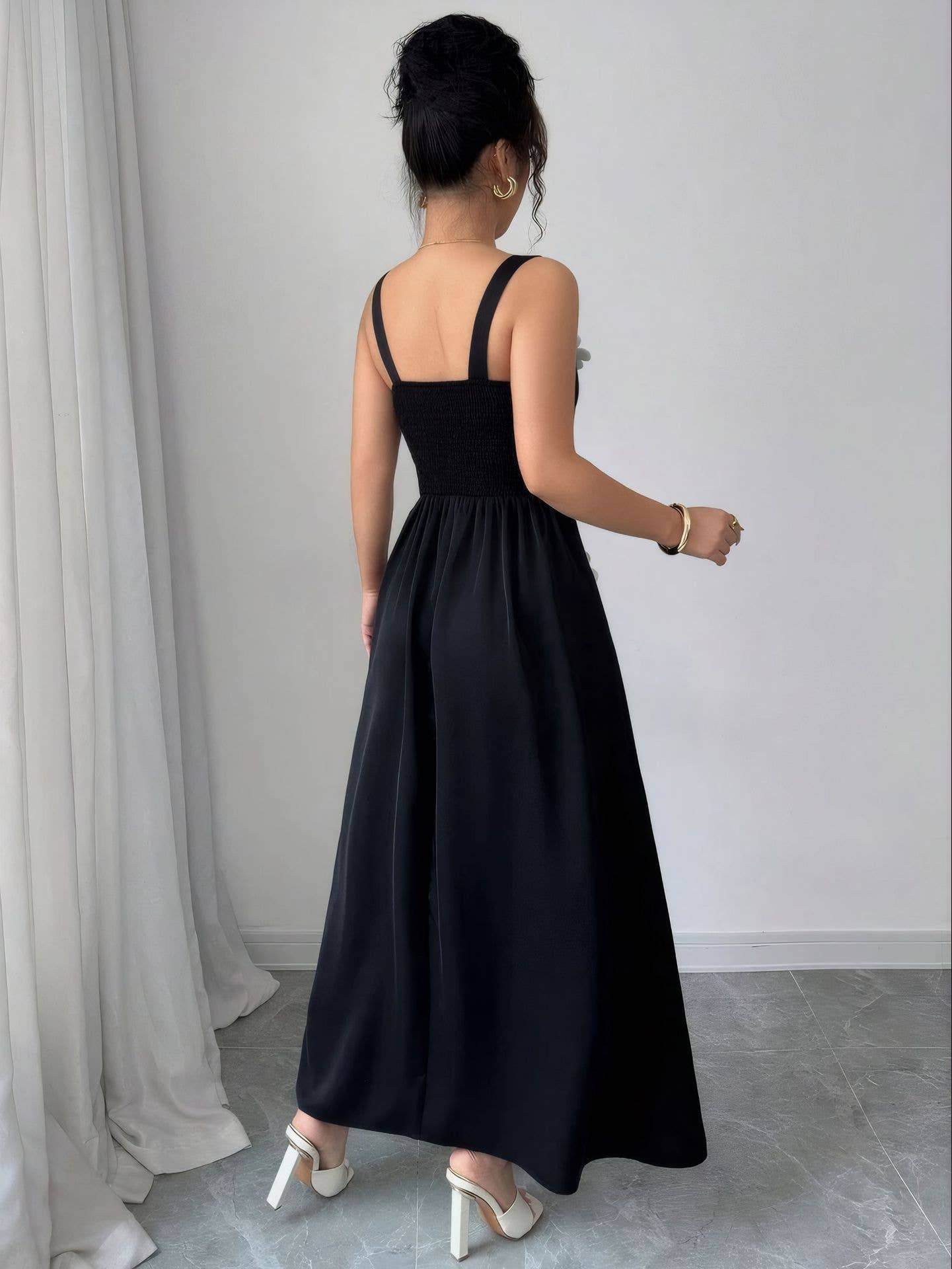 Stereoscopic flowers elegant suspender dress