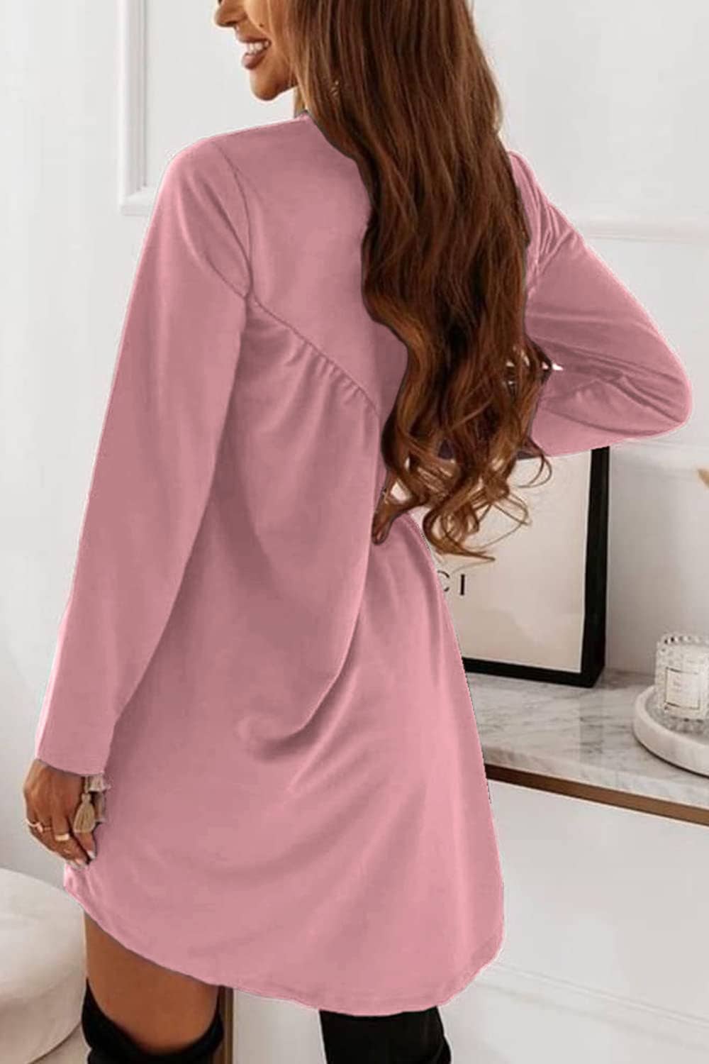 LONG DRESS WITH LONG SLEEVES AND CREW NECK