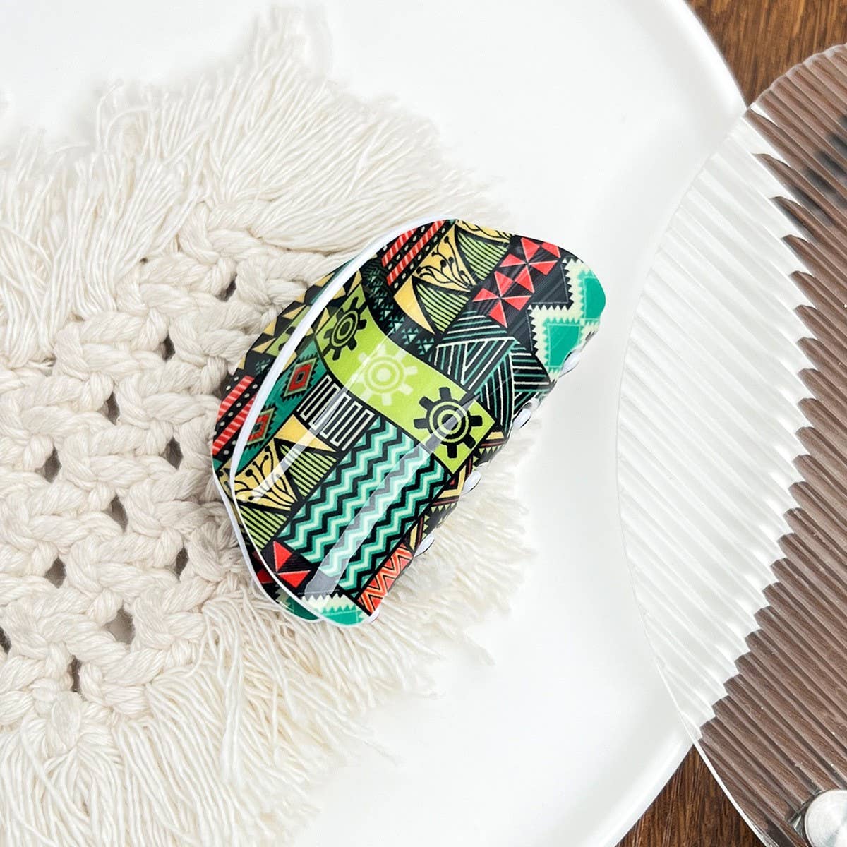 Bohemian Polka Dot Acrylic Hair Claw Unique Design_CWAHA2074