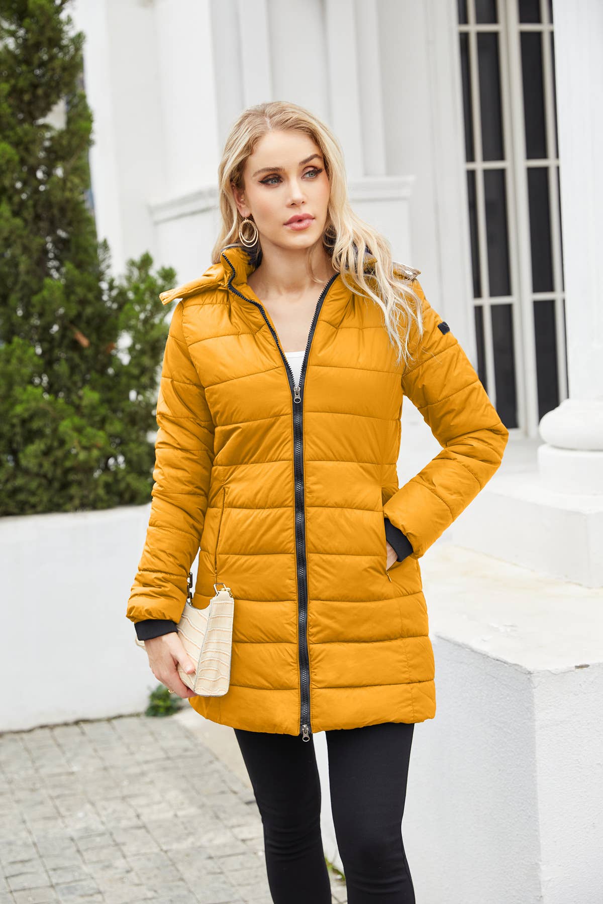 Waterproof cotton-padded jacket with removable cap