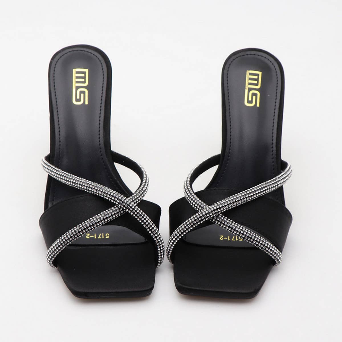 SIMPLE SQUARE TOE RHINESTONE HIGH HEEL SANDALS_CWSHS0566