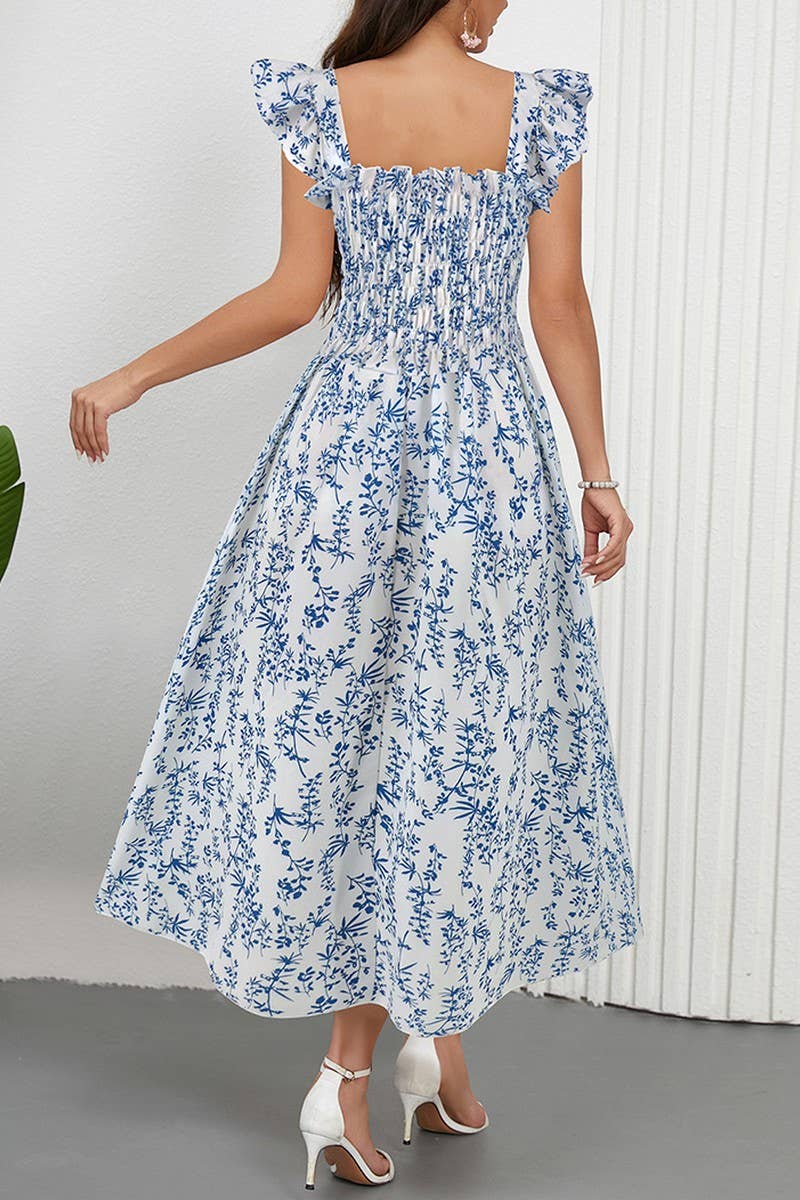 CWDMD6205_FLORAL FLUTTER SLEEVE SQUARE NECK MAXI DRESS