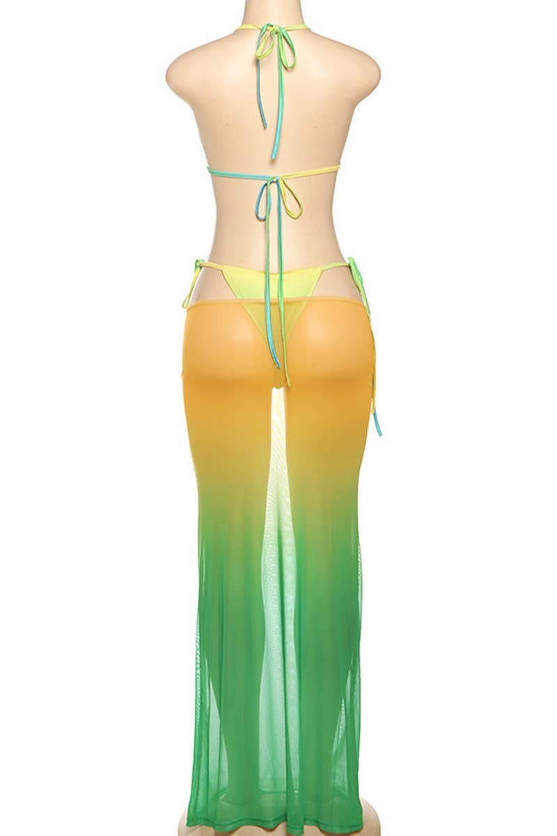 CWSS1279_SEXY HOT GIRL BIKINI HALTERNECK PRINT THREE PIECE