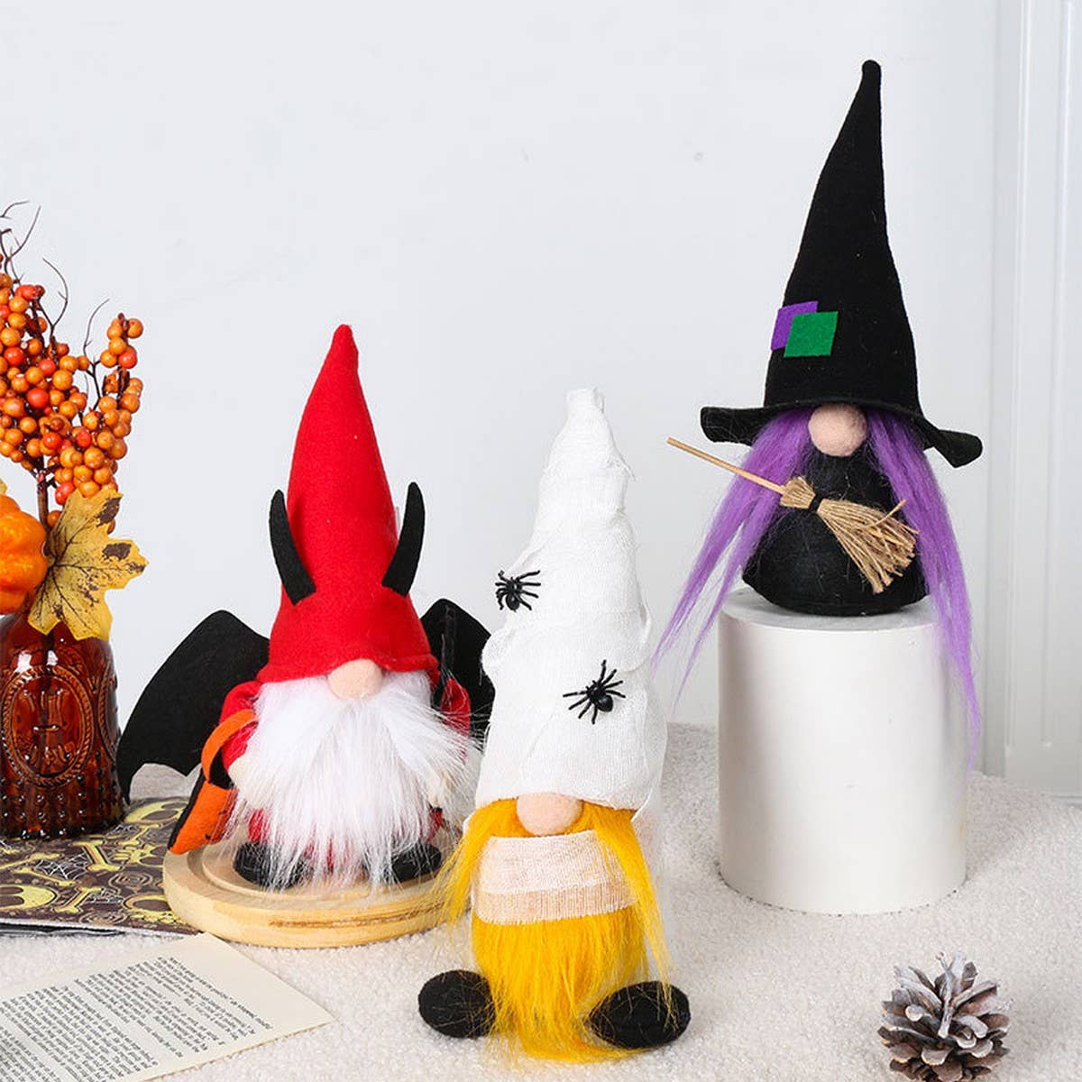 Cute Faceless Bat Gnome Halloween Figurine_CWMM9893