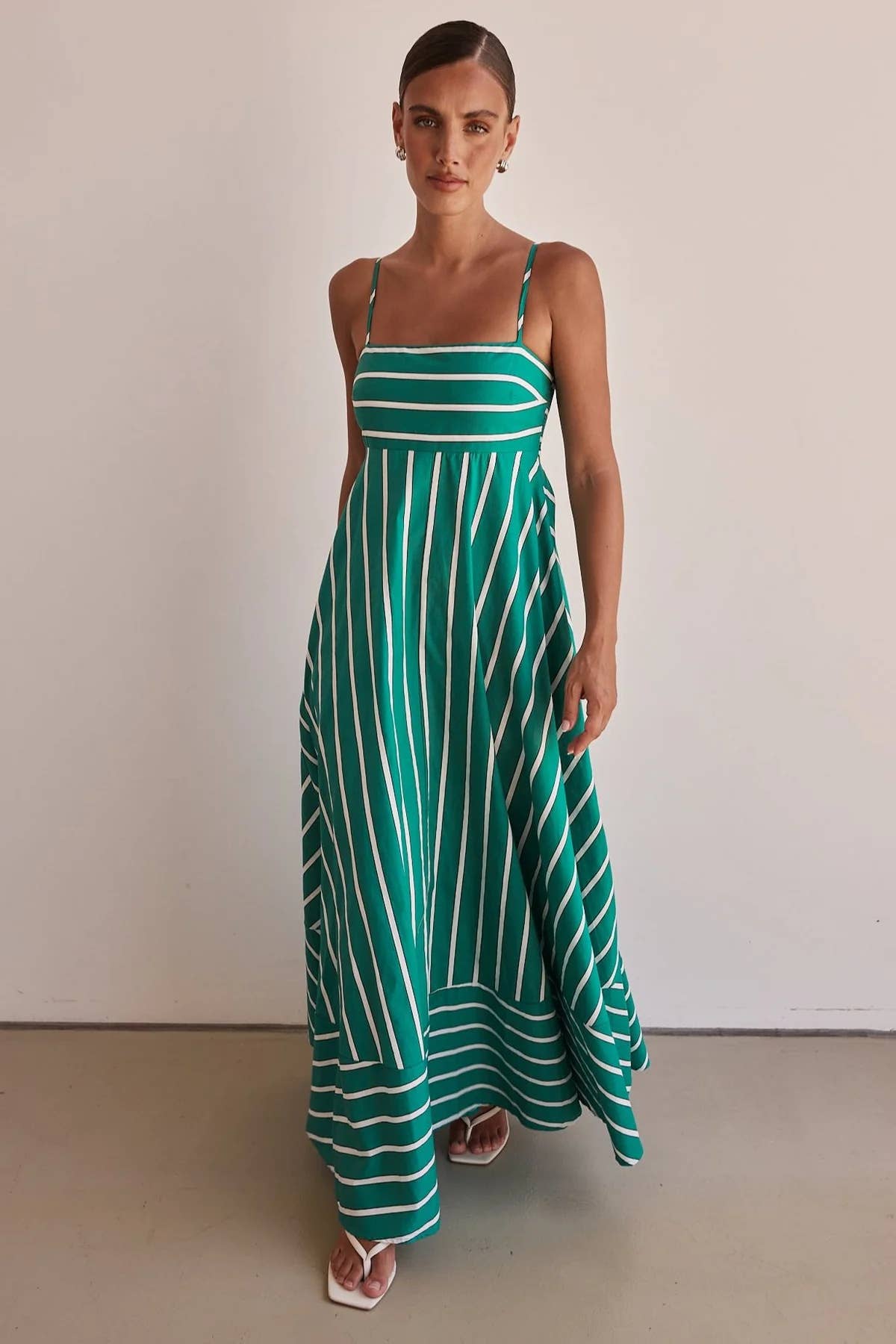 Fashion simple striped halter swing simple dress