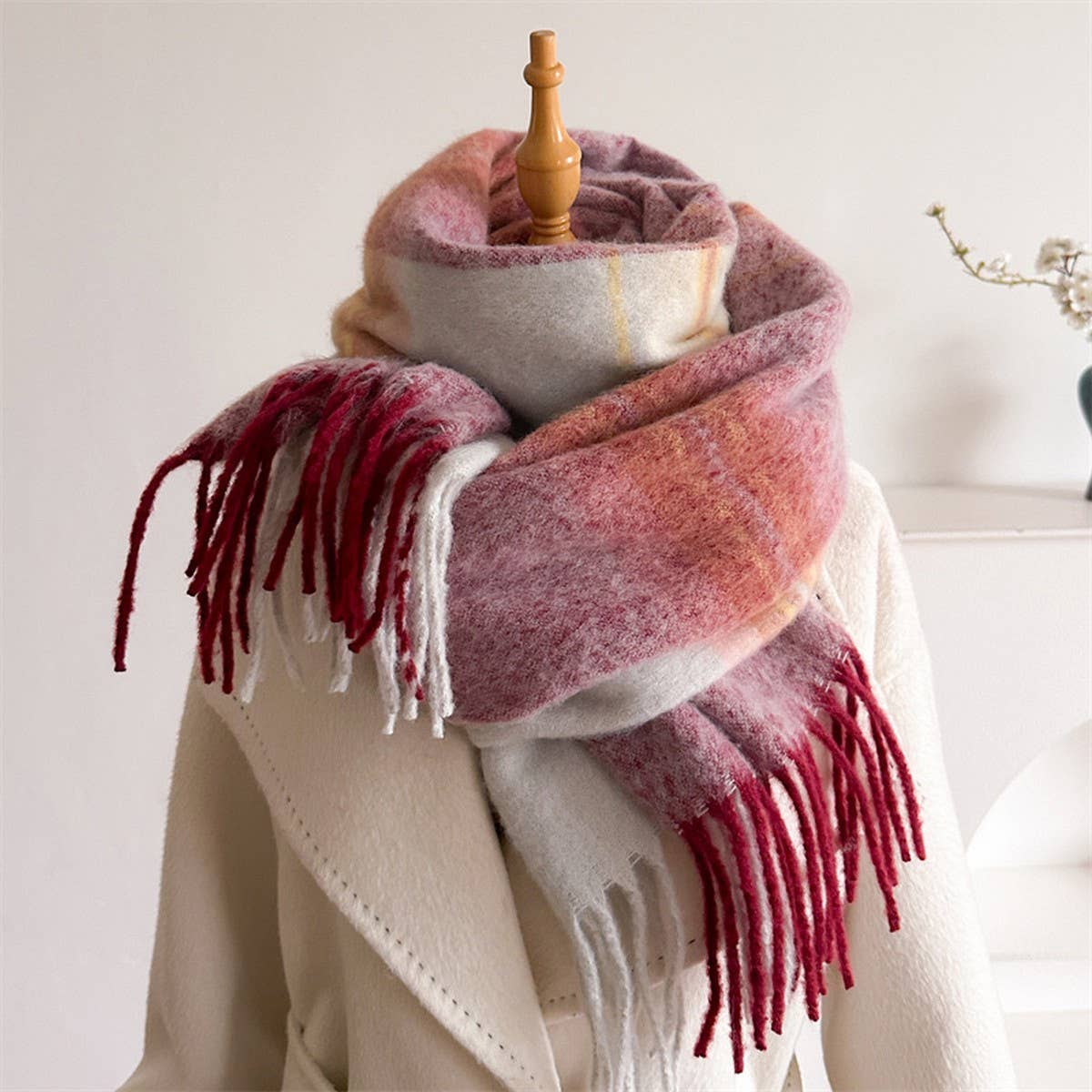 Soft Gradient Knit Tassel Scarf Wrap Shawl_CWASC2739