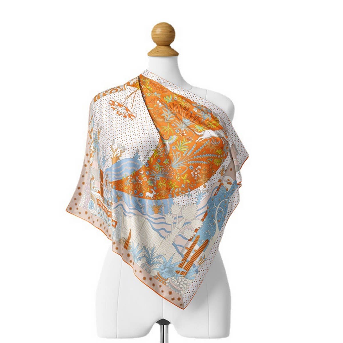 Silk Feel Square Scarf for Travel & Styling