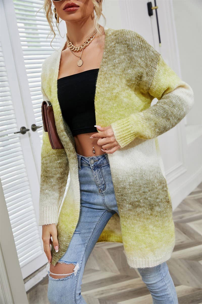 CWOCAL0935_RAINBOW TIE-DYE MID-LENGTH KNITTED CARDIGAN COAT