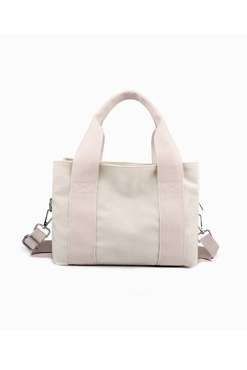 SIMPLE SQUARE HANDLE CANVAS CROSS BODY BAG_CUAB0105