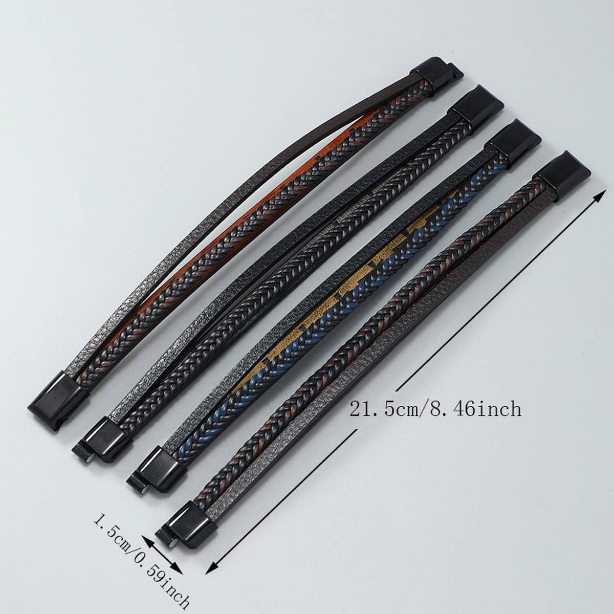 MULTI-LAYER HAND-WOVEN PU LEATHER CROSS BRACELET