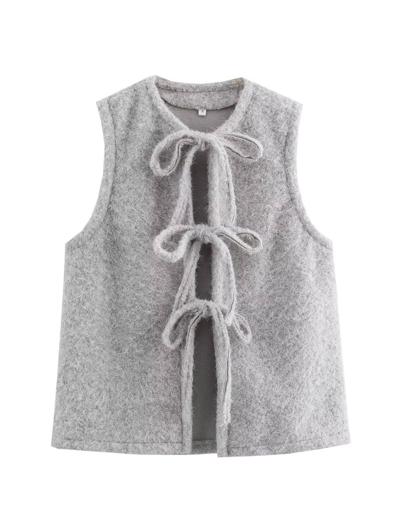 FASHION CASUAL LOOSE LACE-UP SLEEVELESS WAISTCOAT
