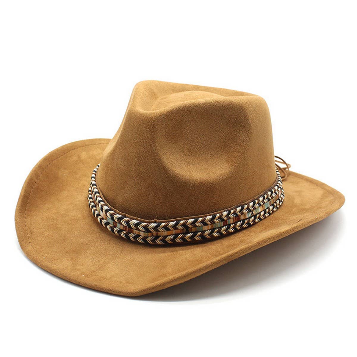 Faux Suede Cowboy Hat with Braided Band Unisex_CWAH2504