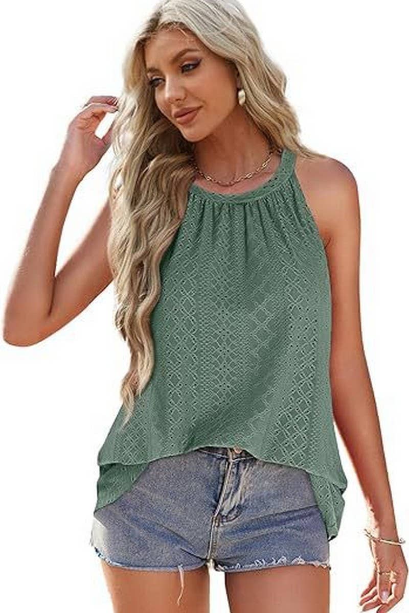 CWDHL0335_HALTERNECK SLEEVELESS SOLID COLOR TANK DRESS