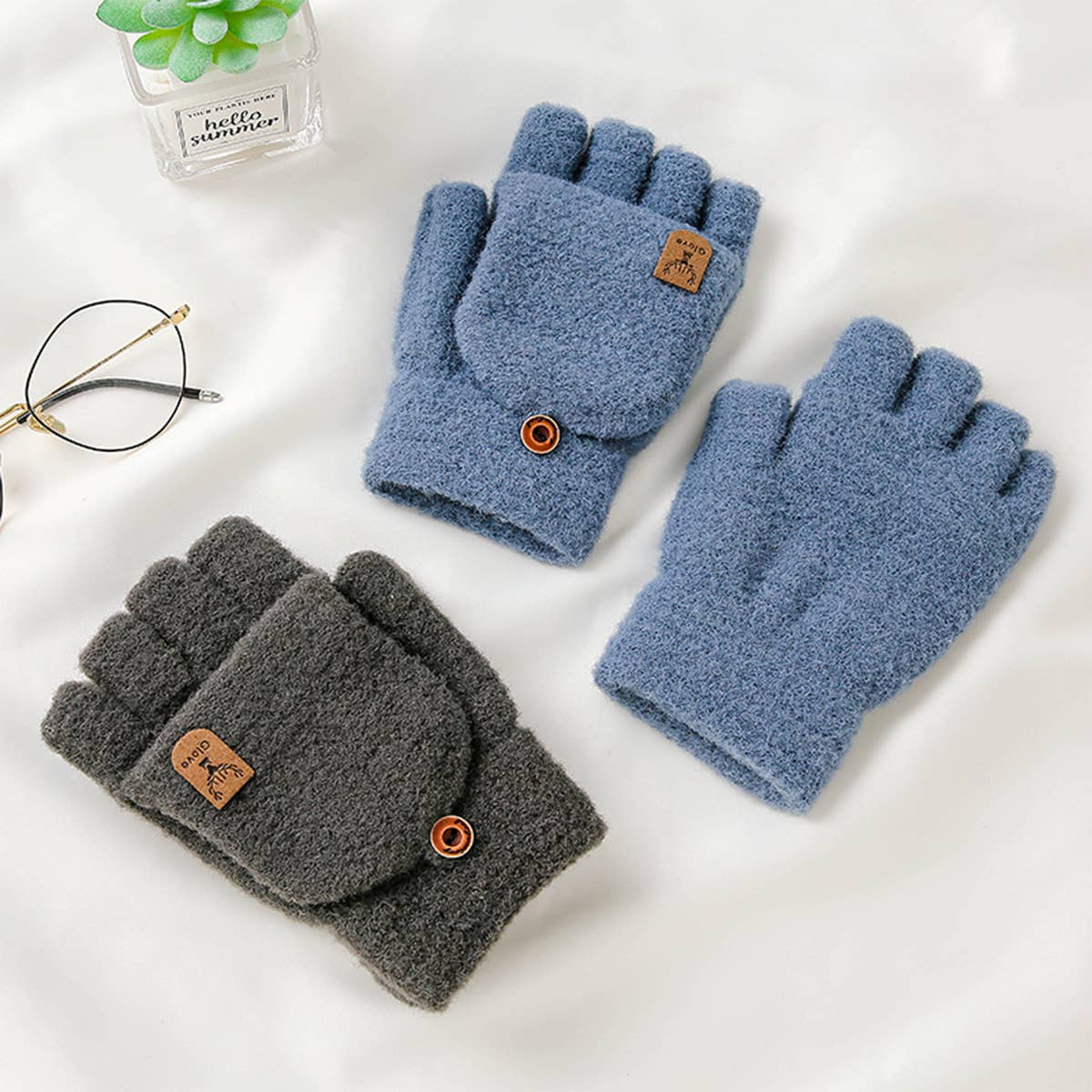 Men¡¯s Winter Flip Mittens Knit Half Full Finger_CWAG0524