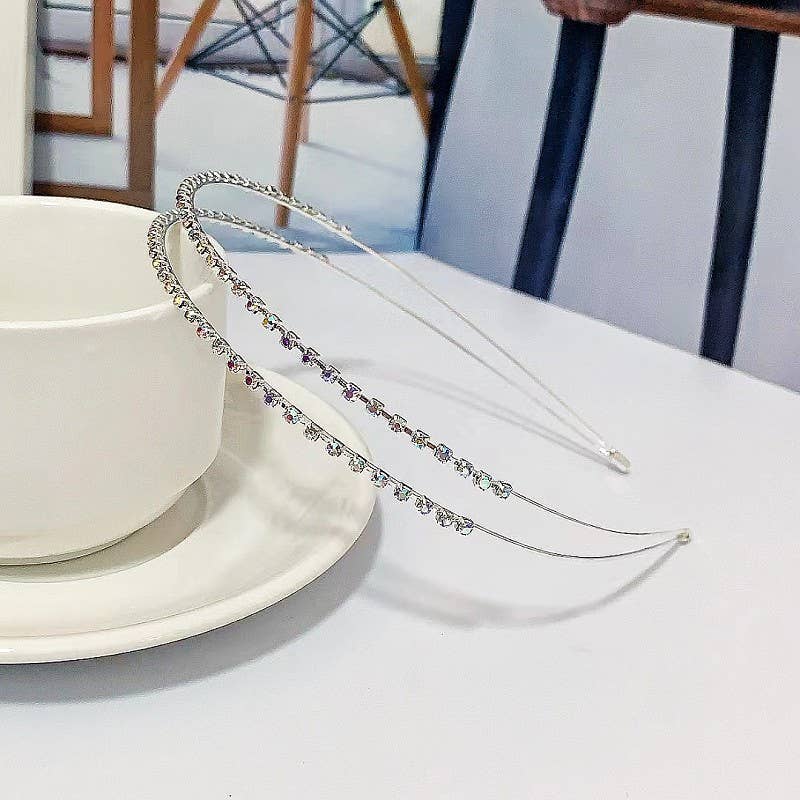 Double rhinestone headband set with diamonds
