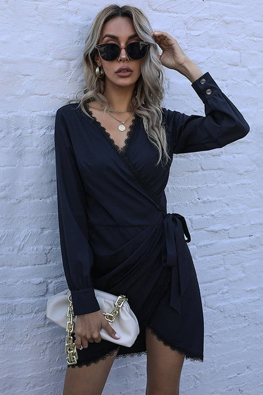 LACE PATCHWORK HEPBURN STYLE DRESS_CWDSD2258