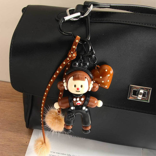 Cute Split Girl Doll Keychain with Heart Charm