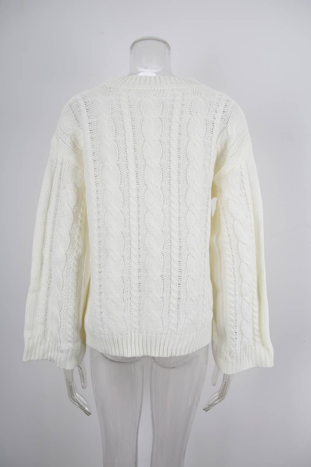 Solid-colored twisted round-neck loose sweater