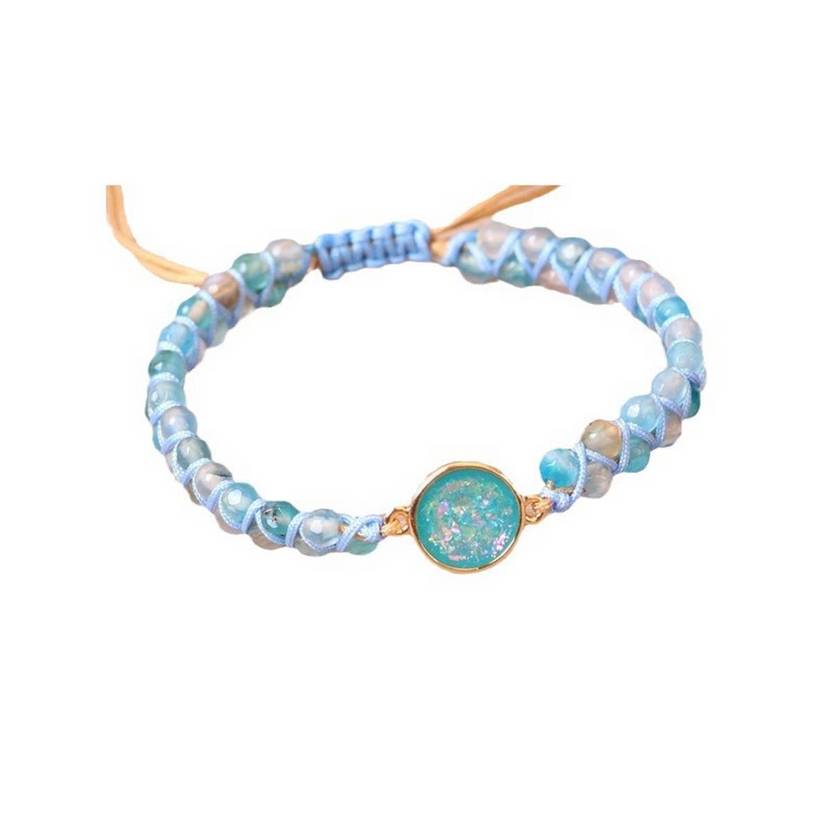 BLUE STONE BEAD, YOGA FRIENDSHIP WOVEN BRACELETS_CWAJE3936