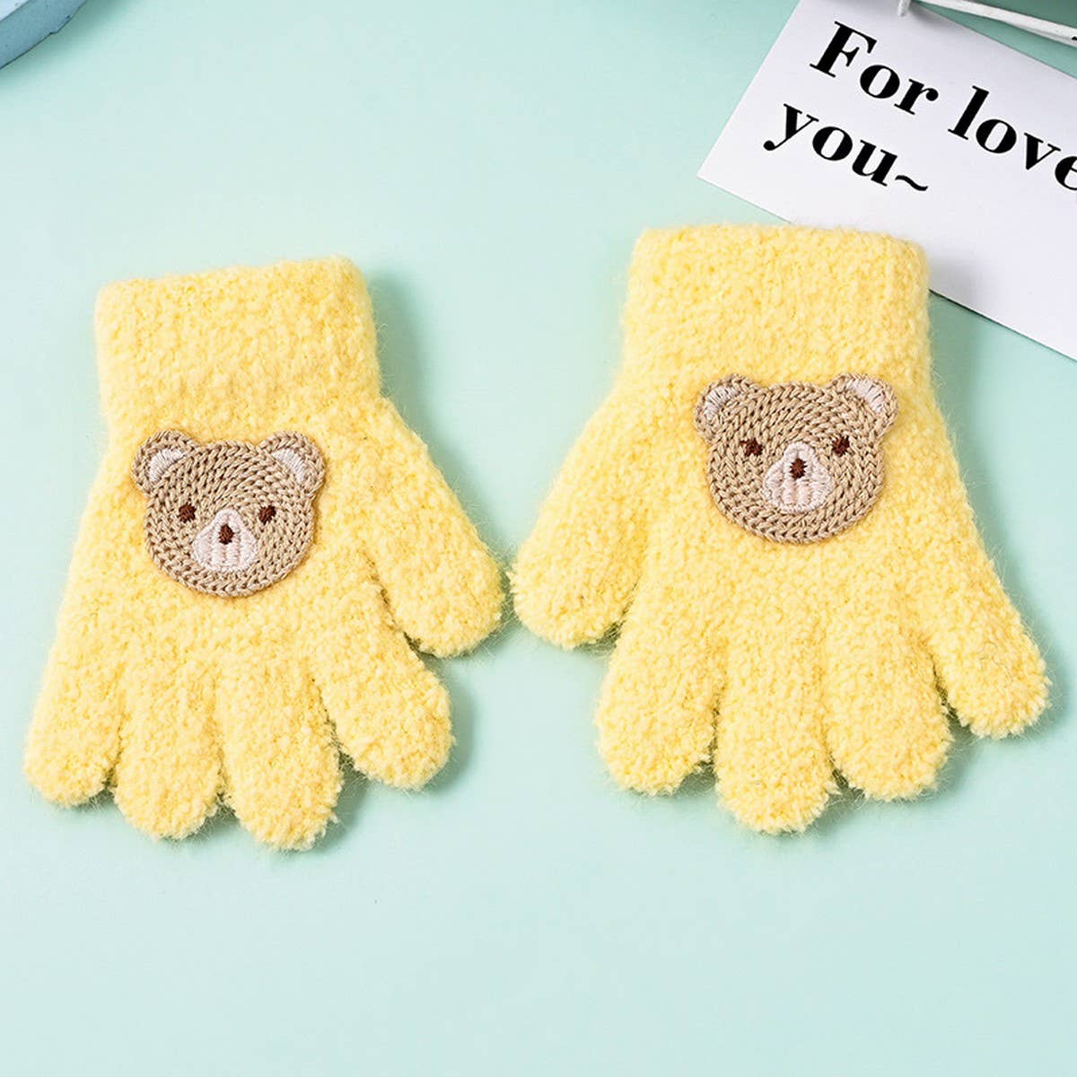 CWAG0278_FLOWER BEAR RABBIT CHILDREN'S FIVE-FINGER GLOVES