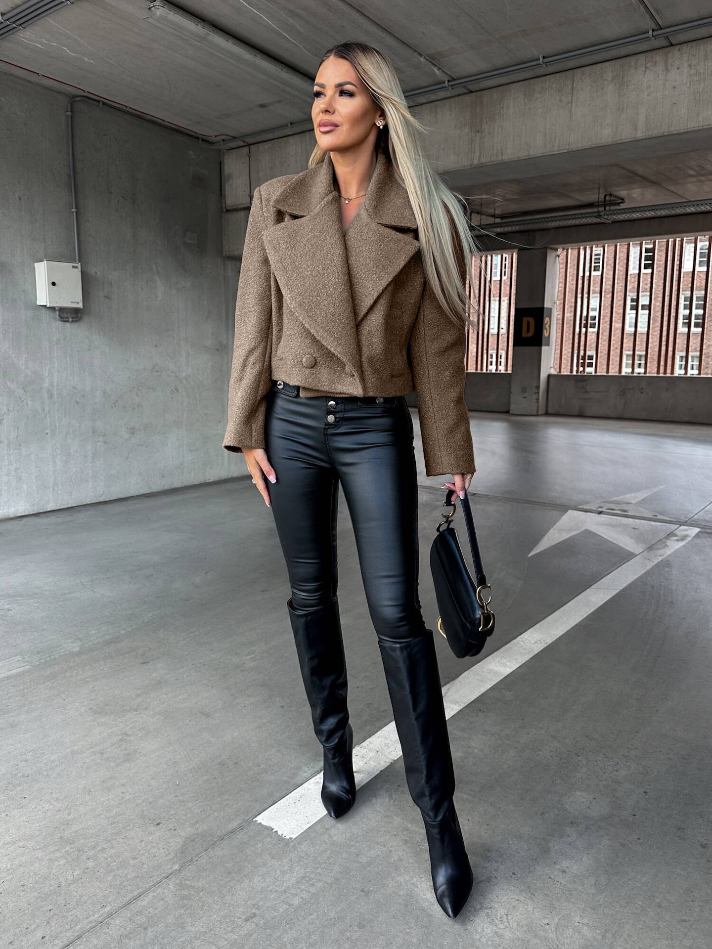 Wool oversized collar solid color coat