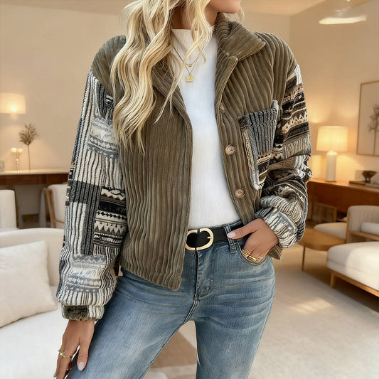 Lapel single-breasted loose color-blocking coat