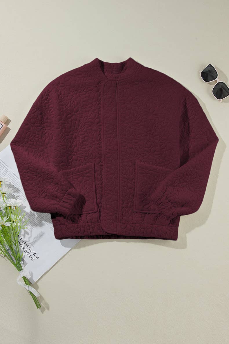 Solid-color floral texture loose jacket