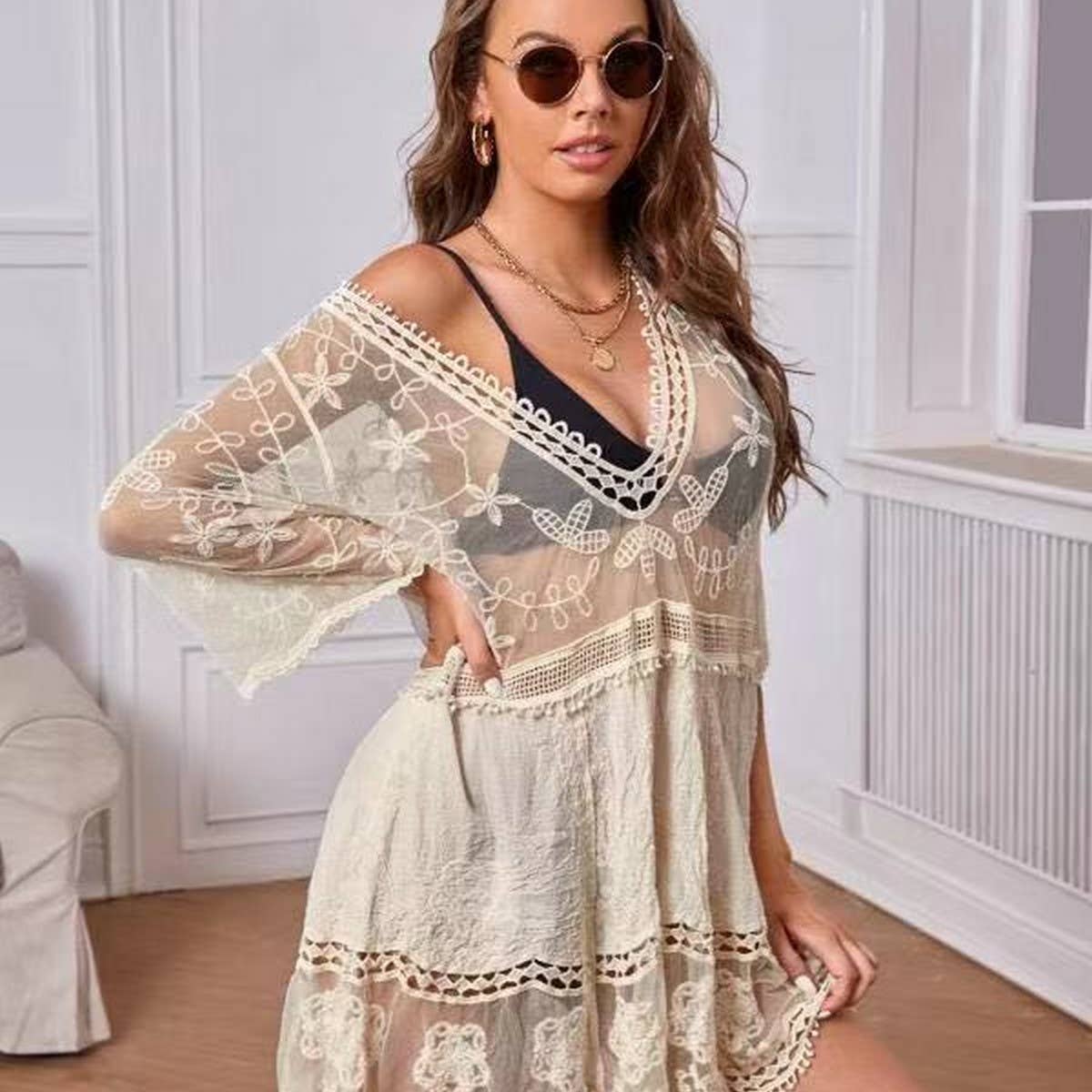 LACE BIKINI SWIMSUIT BEACH COVERUP WOMEN