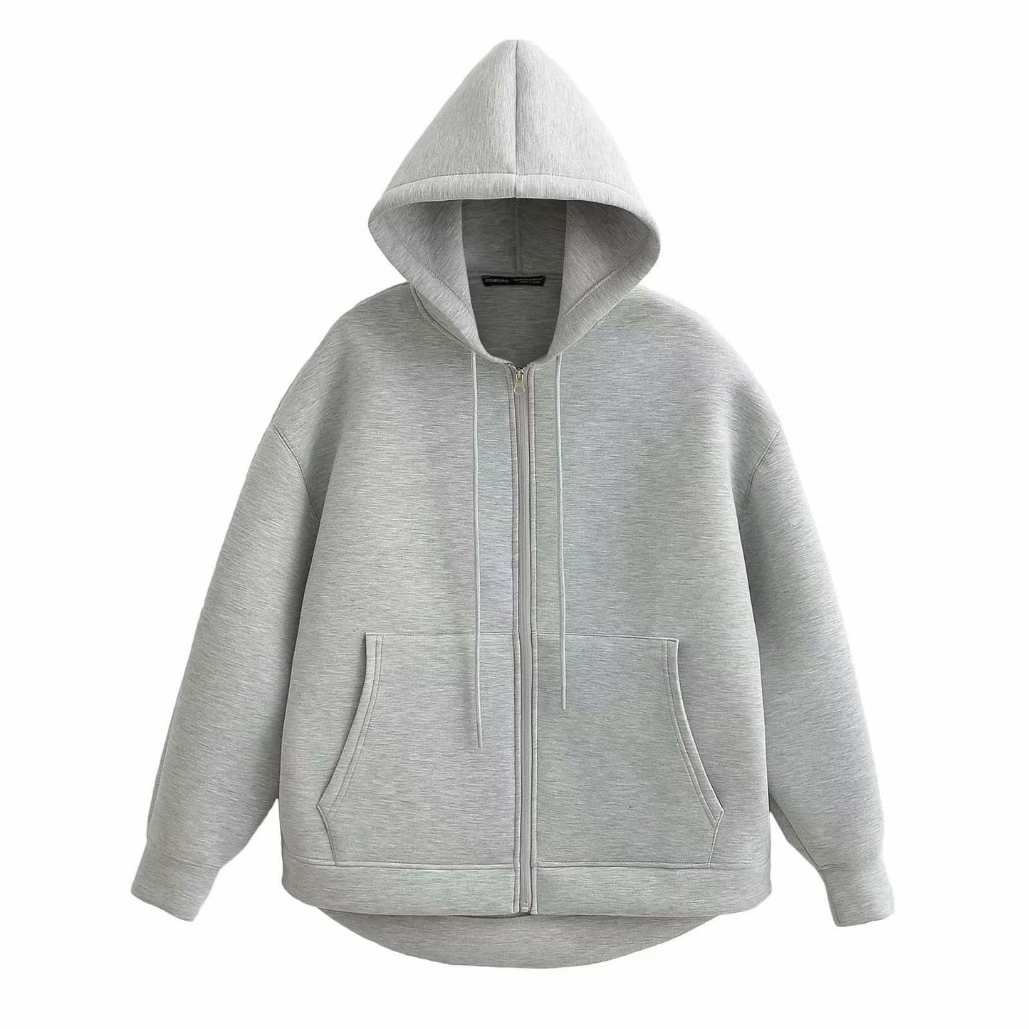 Asymmetrical casual solid-color loose hoodie