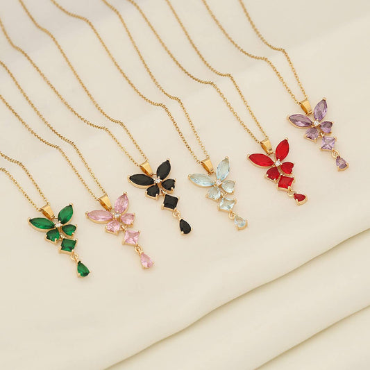 STYLISH BUTTERFLY TASSEL PENDANT NECKLACE_CWAHA0880