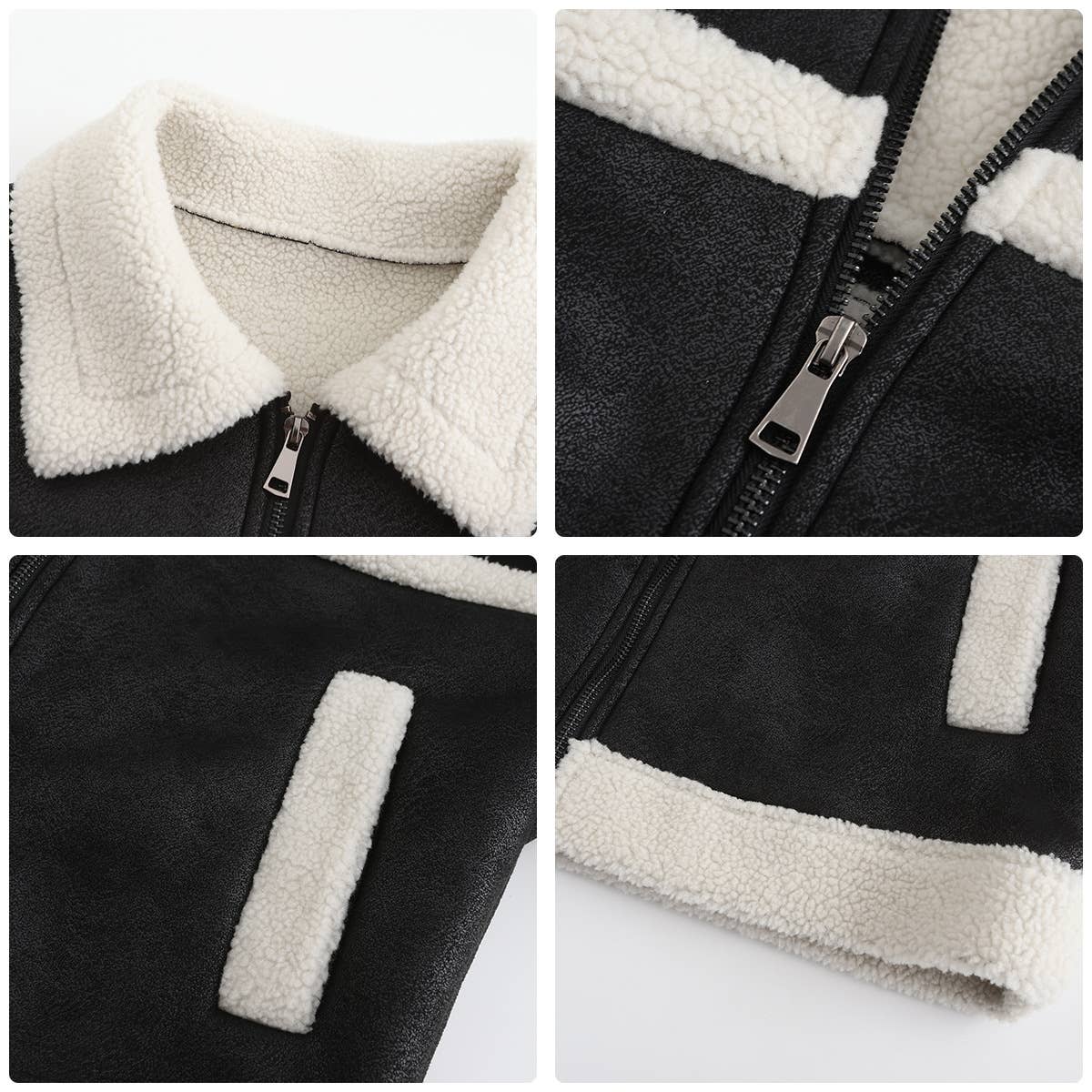 STYLISH WARM FUR COAT WITH FLEECE LAPEL