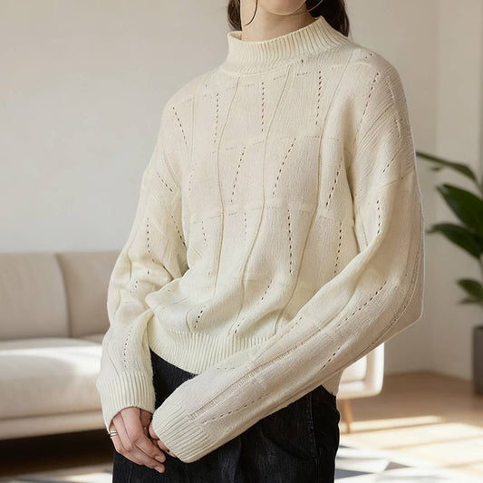 Temperament half turtleneck wool blend sweater